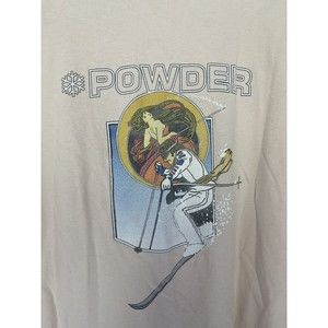 Vintage 1980s Powder Magizine Tee Shirt Hanes L Downhill Skiing